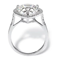 8.33 TCW Pear-Cut Cubic Zirconia Platinum-plated Sterling Silver Halo Ring