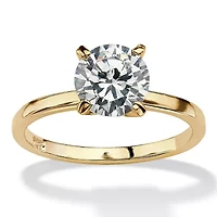 2.0 Cttw. Gold-Plated Sterling Silver Cubic Zirconia Solitaire Ring