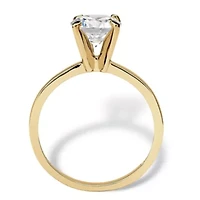 2.0 Cttw. Gold-Plated Sterling Silver Cubic Zirconia Solitaire Ring