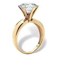 3.50 Cttw. Round Cubic Zirconia Gold-Plated Silver Solitaire Engagement Ring