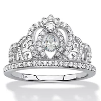 .51 Cttw. .925 Sterling Silver Pear-Cut Cubic Zirconia Crown Ring