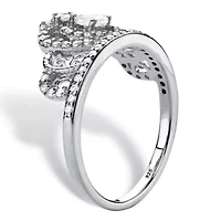 .51 Cttw. .925 Sterling Silver Pear-Cut Cubic Zirconia Crown Ring