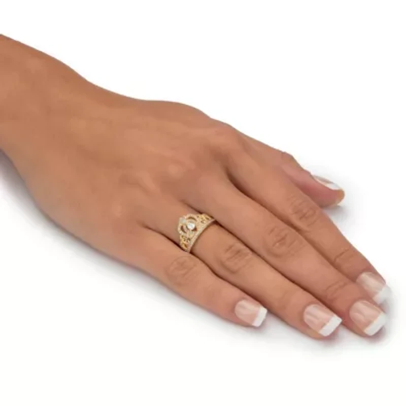 .51 Cttw. .925 Sterling Silver Pear-Cut Cubic Zirconia Crown Ring