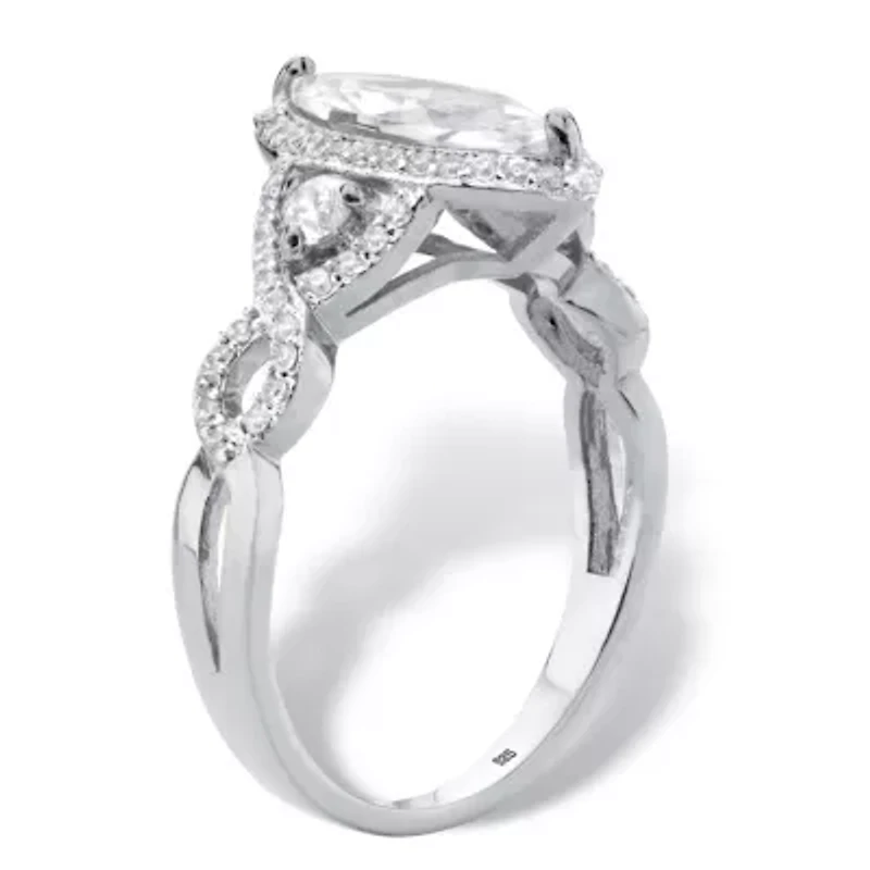2.48 Cttw Marquise-Cut .925 Sterling Silver Cubic Zirconia Halo Engagement Ring