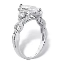 2.48 Cttw Marquise-Cut .925 Sterling Silver Cubic Zirconia Halo Engagement Ring