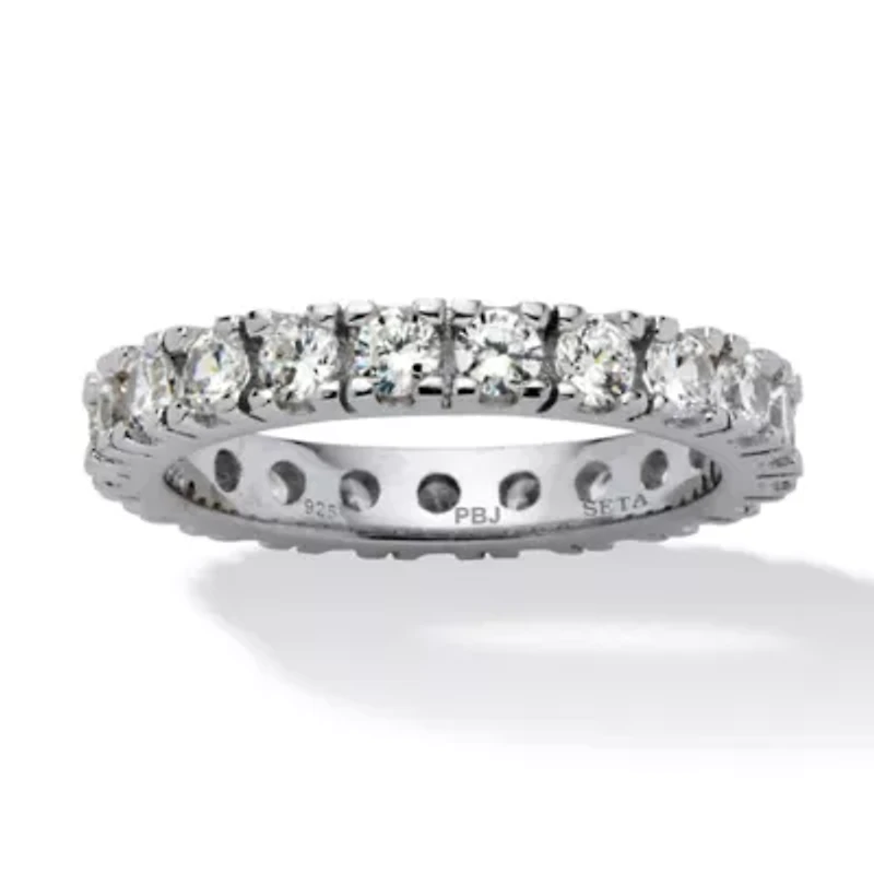 2 TCW Round Cubic Zirconia Eternity Band .925 Sterling Silver