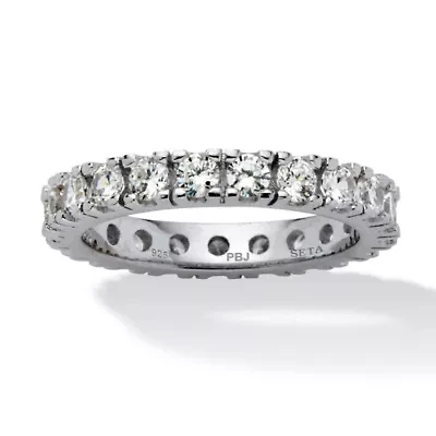 2 TCW Round Cubic Zirconia Eternity Band .925 Sterling Silver