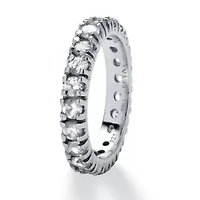 2 TCW Round Cubic Zirconia Eternity Band .925 Sterling Silver
