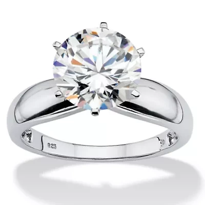 3.50 TCW Round Cubic Zirconia Platinum-plated Sterling Silver Bridal Ring
