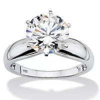 3.50 TCW Round Cubic Zirconia Platinum-plated Sterling Silver Bridal Ring