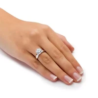 3.50 TCW Round Cubic Zirconia Platinum-plated Sterling Silver Bridal Ring