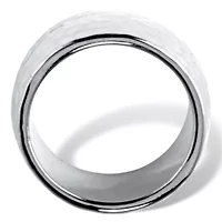 Silvertone Hammered Wide Band Ring 11 mm
