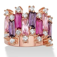 16.88 Cttw. Rose Gold-Plated Pink and Purple Cubic Zirconia Cluster Ring