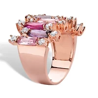 16.88 Cttw. Rose Gold-Plated Pink and Purple Cubic Zirconia Cluster Ring