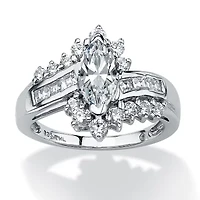 1.65 TCW Marquise-Cut Cubic Zirconia Ring Platinum-plated Sterling Silver