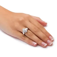 1.65 TCW Marquise-Cut Cubic Zirconia Ring Platinum-plated Sterling Silver