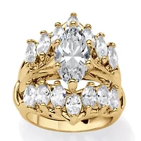 5.98 TCW Marquise-Cut Cubic Zirconia Jacket Bridal Set Goldtone