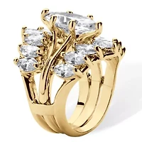 5.98 TCW Marquise-Cut Cubic Zirconia Jacket Bridal Set Goldtone