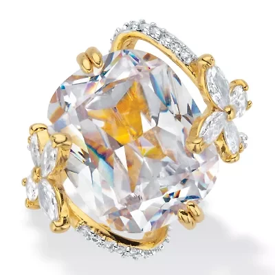 9.8 Cttw. Cushion-Cut Cubic Zirconia Butterfly Cocktail Ring Gold-Plated