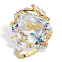 9.8 Cttw. Cushion-Cut Cubic Zirconia Butterfly Cocktail Ring Gold-Plated