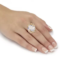9.8 Cttw. Cushion-Cut Cubic Zirconia Butterfly Cocktail Ring Gold-Plated