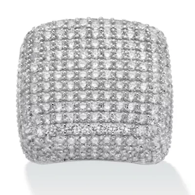 6.76 TCW Round Cubic Zirconia Pave .925 Sterling Silver Dome Ring
