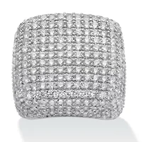 6.76 TCW Round Cubic Zirconia Pave .925 Sterling Silver Dome Ring