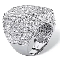 6.76 TCW Round Cubic Zirconia Pave .925 Sterling Silver Dome Ring