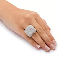 6.76 TCW Round Cubic Zirconia Pave .925 Sterling Silver Dome Ring