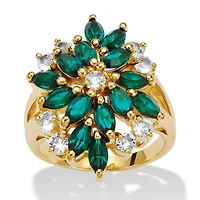 Green Crystal 18k Gold-Plated Cluster Ring.