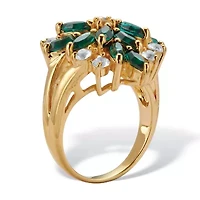 Green Crystal 18k Gold-Plated Cluster Ring.