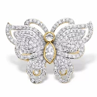 2.11 Cttw. Cubic Zirconia Gold-Plated Butterfly Cocktail Ring