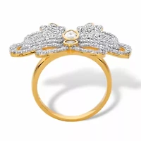2.11 Cttw. Cubic Zirconia Gold-Plated Butterfly Cocktail Ring