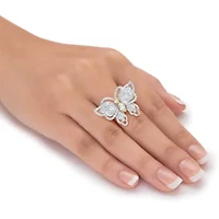 2.11 Cttw. Cubic Zirconia Gold-Plated Butterfly Cocktail Ring