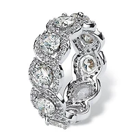 4.60 TCW Cubic Zirconia Halo Crossover Platinum-plated Silver Eternity Ring
