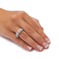 4.60 TCW Cubic Zirconia Halo Crossover Platinum-plated Silver Eternity Ring