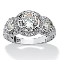 3.09 TCW White Round Cubic Zirconia .925 Sterling Silver Anniversary Ring