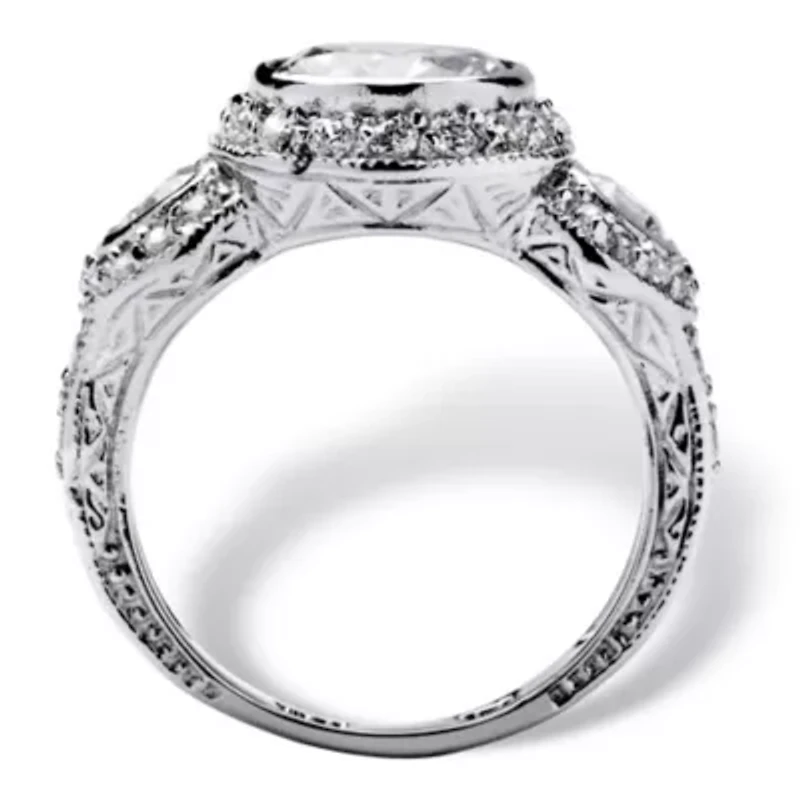 3.09 TCW White Round Cubic Zirconia .925 Sterling Silver Anniversary Ring