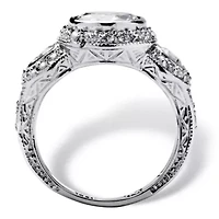 3.09 TCW White Round Cubic Zirconia .925 Sterling Silver Anniversary Ring