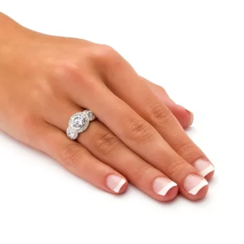 3.09 TCW White Round Cubic Zirconia .925 Sterling Silver Anniversary Ring