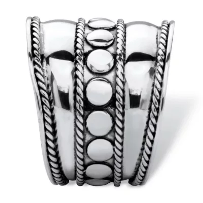 Antiqued .925 Sterling Silver Bali Bohemian Cigar-Style Wide Band Ring
