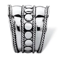 Antiqued .925 Sterling Silver Bali Bohemian Cigar-Style Wide Band Ring