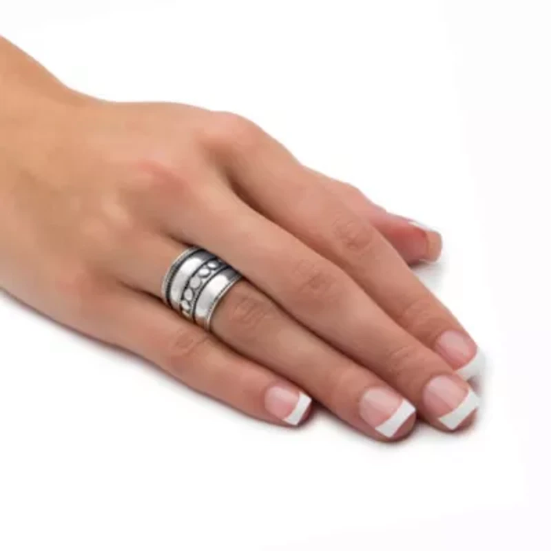 Antiqued .925 Sterling Silver Bali Bohemian Cigar-Style Wide Band Ring