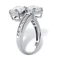 4.96 Cttw. .925 Sterling Silver Round Cubic Zirconia 2-Stone Bypass Ring