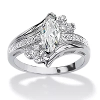 1.03 Cttw. Silvertone Marquise-Cut Cubic Zirconia Engagement Anniversary Ring
