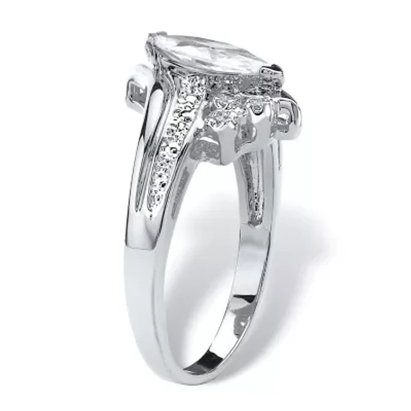 1.03 Cttw. Silvertone Marquise-Cut Cubic Zirconia Engagement Anniversary Ring