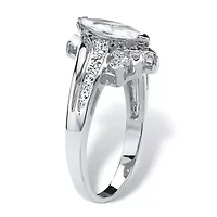 1.03 Cttw. Silvertone Marquise-Cut Cubic Zirconia Engagement Anniversary Ring