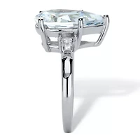 6.03 Cttw. Pear-Cut Cubic Zirconia Platinum Over Silver Engagement Ring