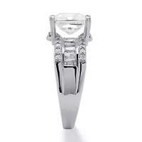 3.43 TCW Princess-Cut Cubic Zirconia Platinum-plated Silver Engagement Ring