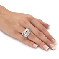 4.18 Cttw. Platinum-plated Sterling Silver Marquise-Cut Cubic Zirconia Ring